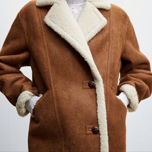 Mango Oversized Shearling Coat.